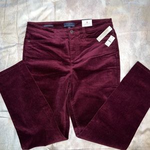 NWT 12 Maroon/Wine TALBOTS  Corduroy pants STRAIGHT SLIMMING SIMPLY FLATTERING